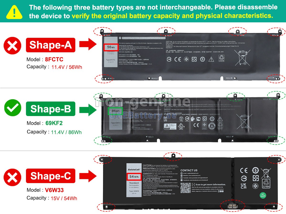 Battery for Dell P106F