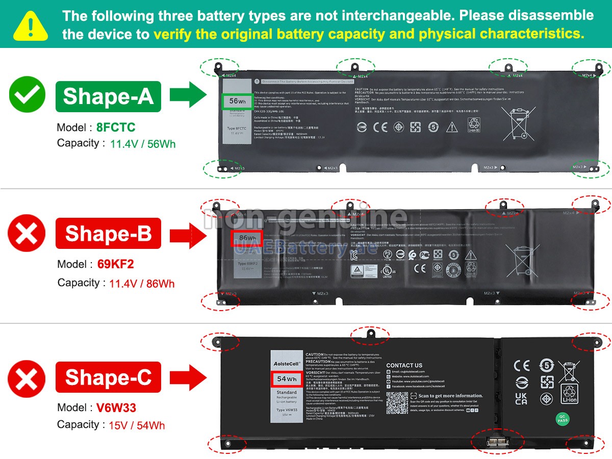 Battery for Dell P106F