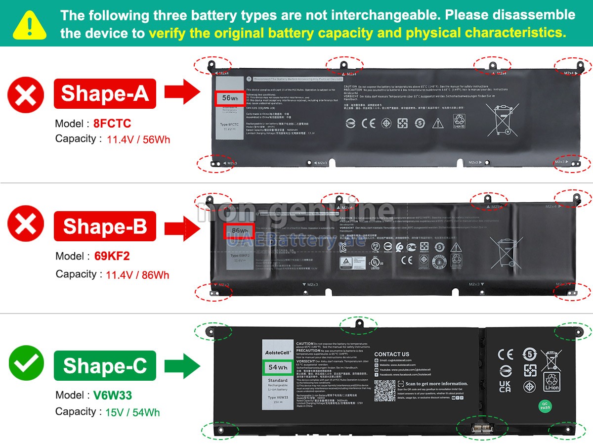Battery for Dell P106F