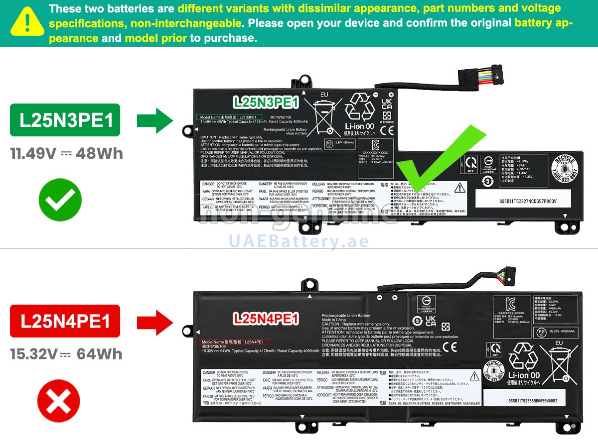 Battery for Lenovo L25X3PE1
