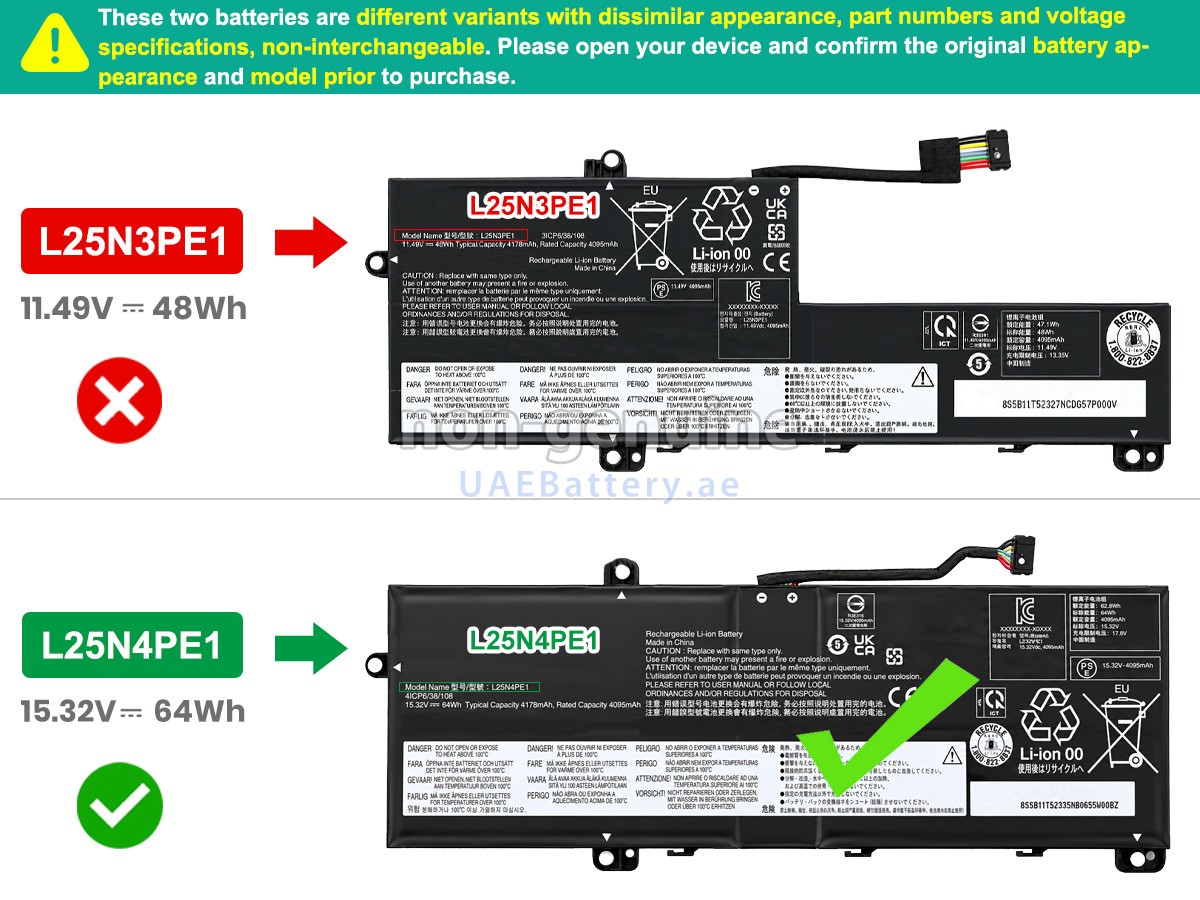 Battery for Lenovo L25X3PE1