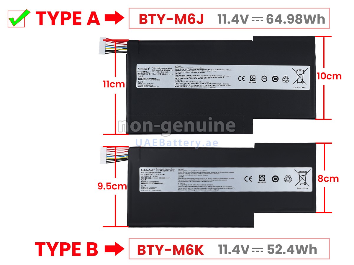thumbnail image 2 of BTY-M6J Replacement Laptop Battery For MSI GS63VR GS73VR (5700mAh, 11.4V) 2 of 4